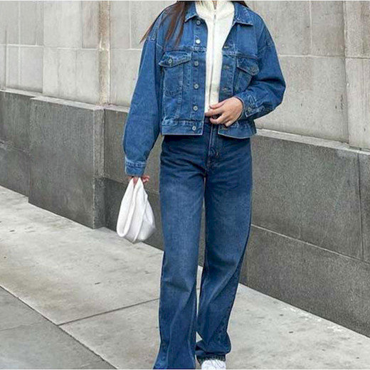 شلوار نیم بگ دخترانه با کت جین