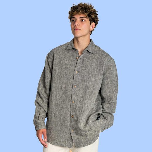 پیرهن کنفی دکمه دار